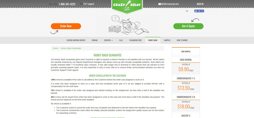 Crazyessay.com. Money Back